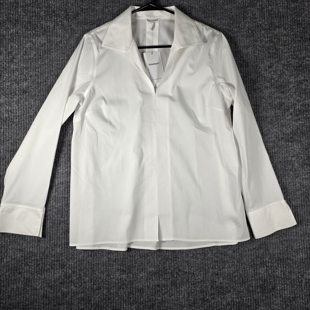 Foxcroft NWT White Long Sleeve Popover Blouse Stretch Career Top Small